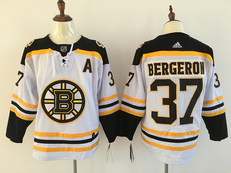 Men's Boston Bruins Patrice Bergeron #37 White Jersey
